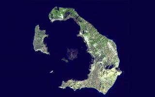 Pasaku sala — Santorini (aka Thira, aka Santorin, aka Fira)